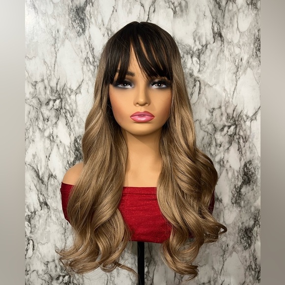 24 Inch Brown to Blonde Balayage wavy Hair Wig | Natural look - Picture 4 of 13